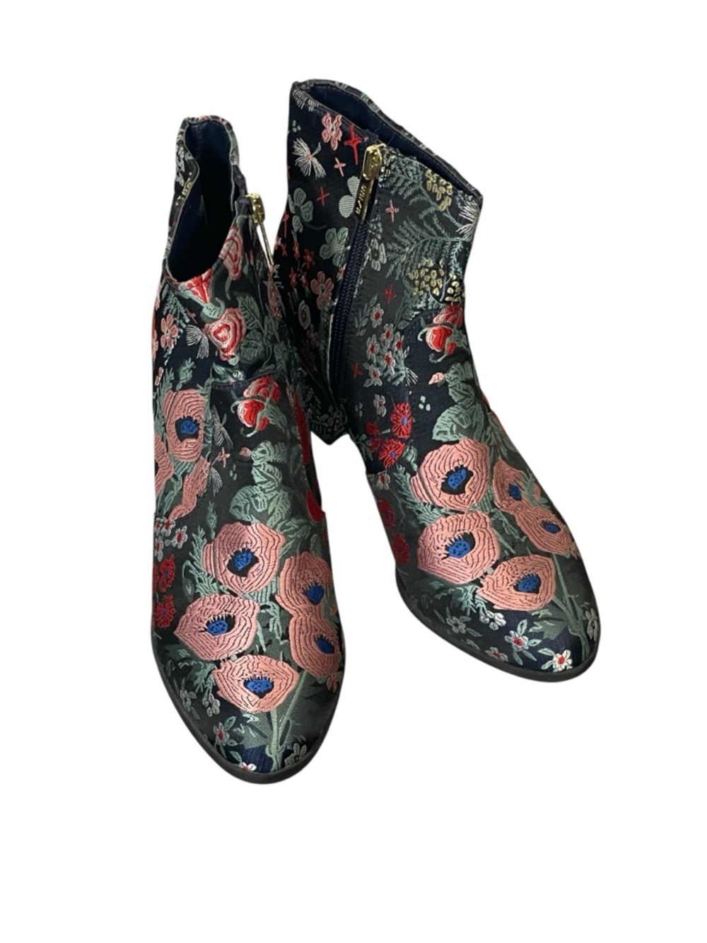 Unisa Ungale Multicolor Floral Brocade Boho Ankle Zip Boots Sz 6